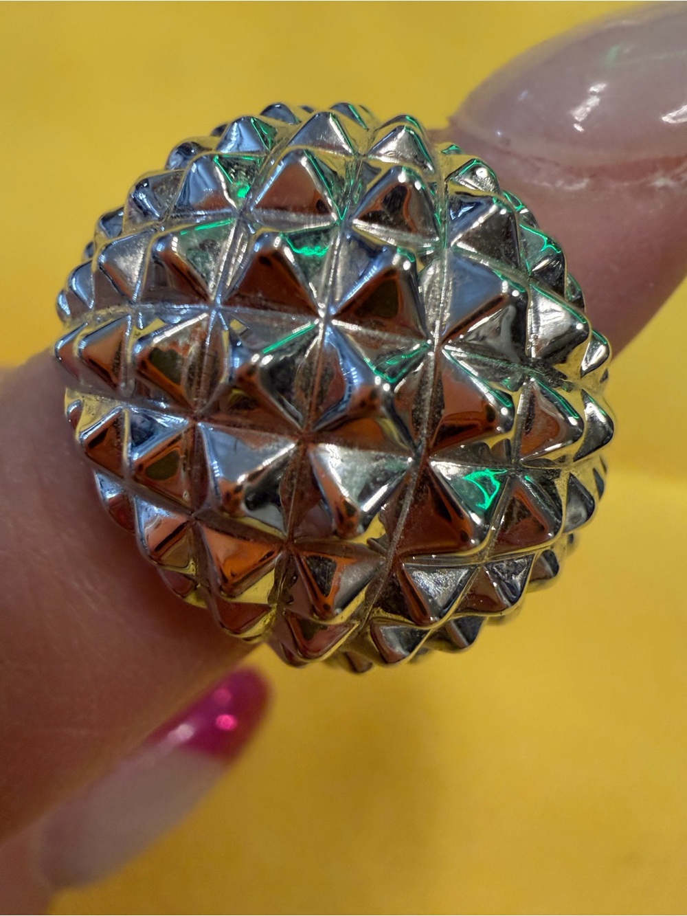 Park Lane Silver-Tone Pyramid Stud Statement Ring – Size 9